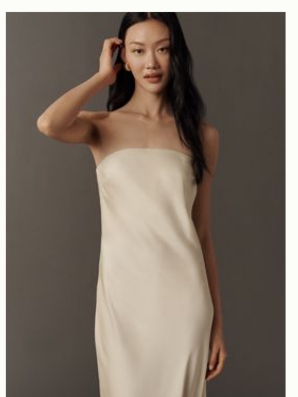 Anthropologie The Fleur Strapless Satin Maxi Slip Dress